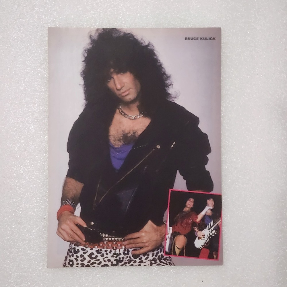 Bruce Kulick KISS & Bon Jovi B&W double-sided vintage poster clipping 8x10 1990s